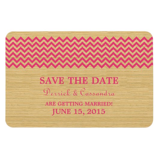 Magnet Flexible Rustic Chevron Enregistrer l'aimant de date, rose (Horizontal)