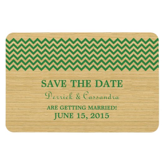 Magnet Flexible Rustic Chevron Enregistrer l'aimant de date, vert (Horizontal)