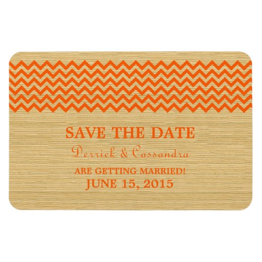 Magnet Flexible Rustic Chevron Enregistrer l'aimant de la date, or (Horizontal)
