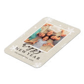 Magnet Flexible Rustic Faux Burlap Texture Bonne Année Photo (Côté Gauche)