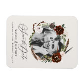 Magnet Flexible Rustic foliag, burgundy floral photo wedding (Horizontal)