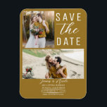 Magnet Flexible Rustic Gold 2 Photos Enregistrer le Mariage de dat<br><div class="desc">L'arrière - plan peut être fait n'importe quelle couleur que vous voulez.</div>