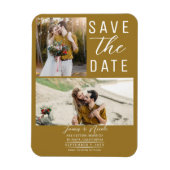 Magnet Flexible Rustic Gold 2 Photos Enregistrer le Mariage de dat (Vertical)