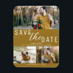 Magnet Flexible Rustic Gold Enregistrer la date Mariage 3 Photos<br><div class="desc">L'arrière - plan peut être fait n'importe quelle couleur que vous voulez.</div>
