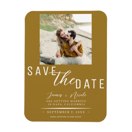 Magnet Flexible Rustic Gold Enregistrer la date Mariage photo (Vertical)
