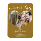 Magnet Flexible Rustic Gold Heart Photo Wedding Enregistrer la dat (Vertical)