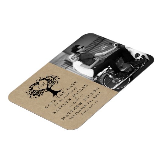 Magnet Flexible Rustic Heart Tree Photo Mariage Enregistrer La Dat (Côté Gauche)
