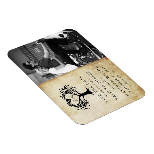 Magnet Flexible Rustic Heart Tree Photo Mariage Enregistrer La Dat (Côté Droit)