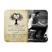 Magnet Flexible Rustic Heart Tree Photo Mariage Enregistrer La Dat (Horizontal)