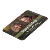 Magnet Flexible Rustic Joyeux Script de vacances Photo de famille  (Côté Gauche)