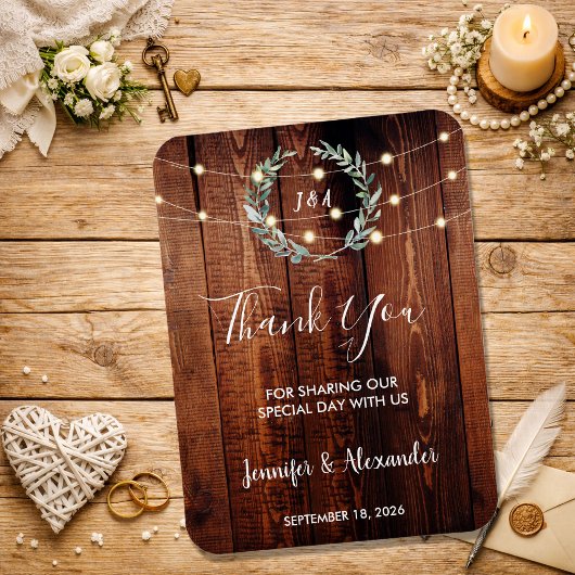 Magnet Flexible Rustic leaves wood string lights Thank you wedding