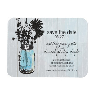 Magnet Flexible Rustic Mason Jar & Fleurs sauvages Enregistrer la 