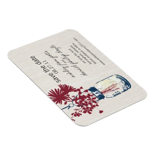 Magnet Flexible Rustic Mason Jar & Fleurs sauvages Enregistrer la (Côté Droit)