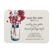 Magnet Flexible Rustic Mason Jar & Fleurs sauvages Enregistrer la (Horizontal)