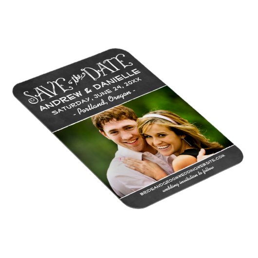 Magnet Flexible Rustic Script Chalkboard Photo Enregistrer la date (Côté Droit)