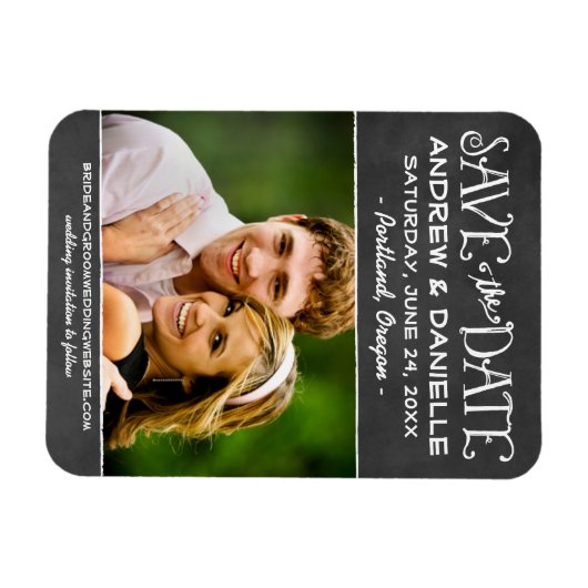 Magnet Flexible Rustic Script Chalkboard Photo Enregistrer la date (Horizontal)