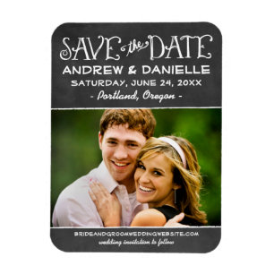 Magnet Flexible Rustic Script Chalkboard Photo Enregistrer la date