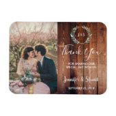 Magnet Flexible Rustique aquarelle feuille photo mariage Merci (Horizontal)