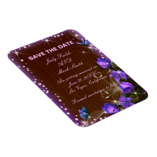 Magnet Flexible Rustique Bois foncé Violet Floral Enregistrer La D (Côté Droit)