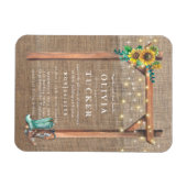 Magnet Flexible Rustique Burlap Wood Sunflower Mariage Invitation (Horizontal)