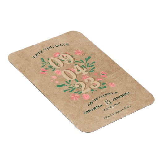 Magnet Flexible Rustique Enregistrer la date sans photo Mariage un (Côté Droit)