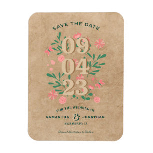 Magnet Flexible Rustique Enregistrer la date sans photo Mariage un