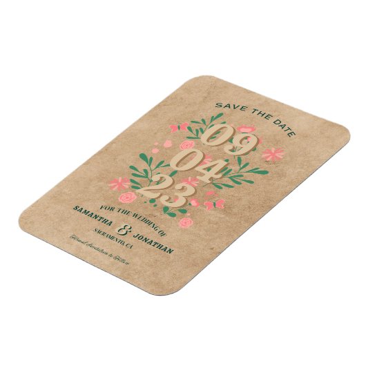 Magnet Flexible Rustique Enregistrer la date sans photo Mariage un (Côté Gauche)