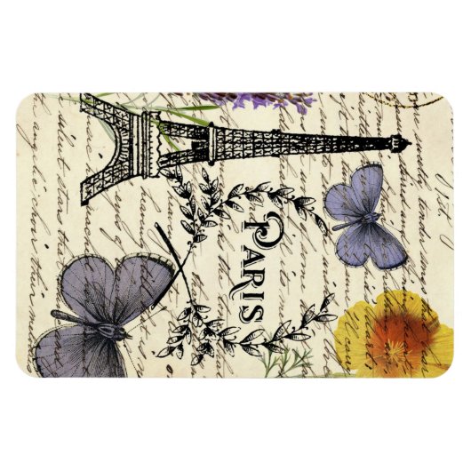 Magnet Flexible rustique français scripts de pays paris eiffel tow (Horizontal)