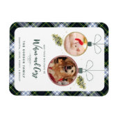 Magnet Flexible Rustique Plaid Famille Noël 2 Animaux de compagnie (Horizontal)