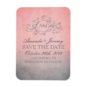 Magnet Flexible Rustique rose et gris bohème Enregistrer la date
