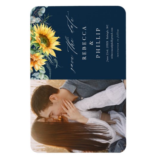 Magnet Flexible Rustique Tournesol Eucalyptus Mariage Enregistrer  (Vertical)