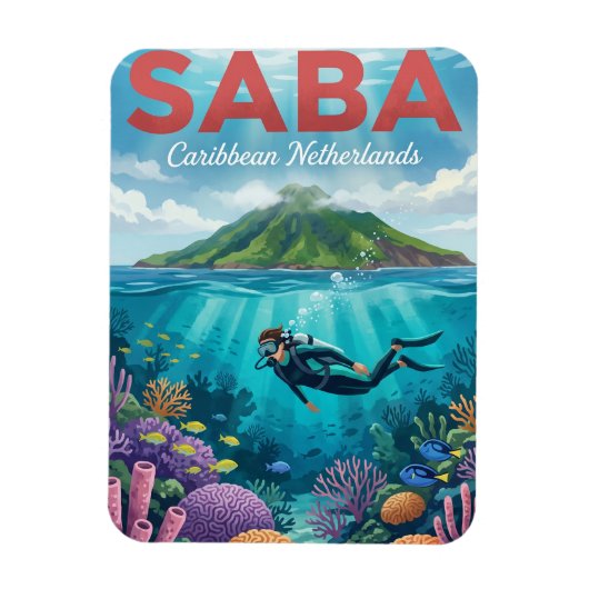 Magnet Flexible Saba Caraïbes néerlandaises (Vertical)