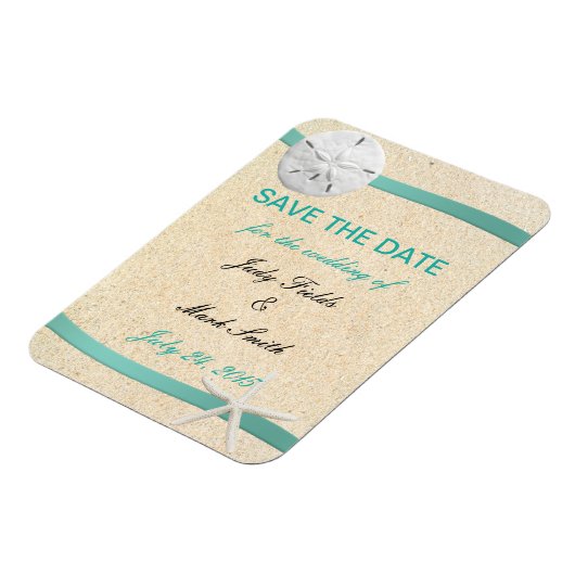 Magnet Flexible Sable Dollar Beach Mariage Économisez La Date Magn (Côté Gauche)