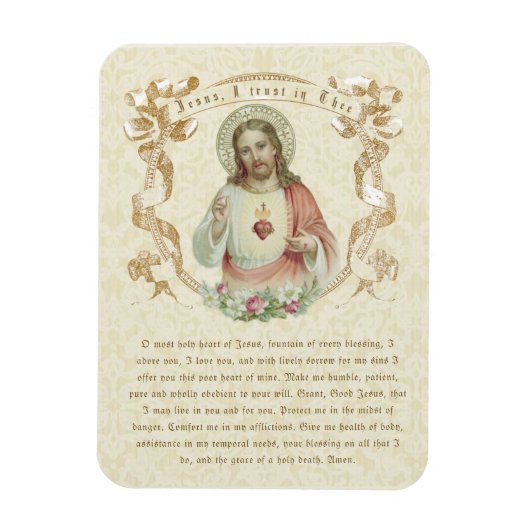 Magnet Flexible Sacré Coeur religieux de Jésus Prière catholique (Vertical)