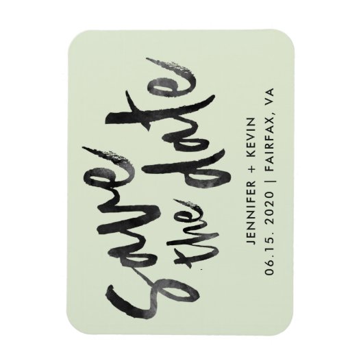 Magnet Flexible Sage Gree Mariage Calligraphie Enregistrer l'aiman (Vertical)