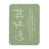 Magnet Flexible Sage Green Calligraphie Moderne Enregistrer La Dat (Vertical)