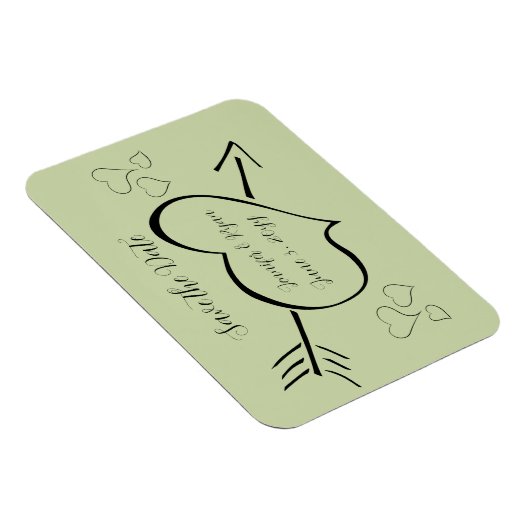 Magnet Flexible Sage Green Coeurs de calligraphie fantaisie Enregi (Côté Droit)