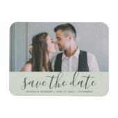 Magnet Flexible Sage vert avec points Enregistrer la date Mariage  (Horizontal)