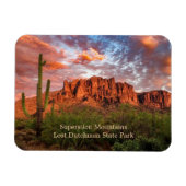 Magnet Flexible Saguaro Cactus Superstition Mountain Sunset Clouds (Horizontal)