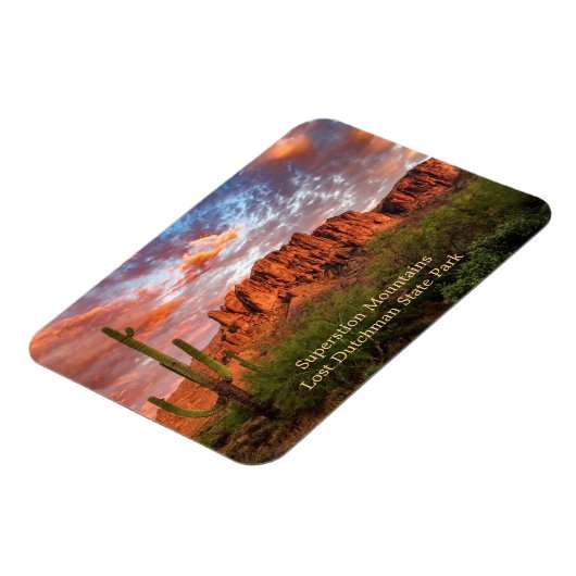 Magnet Flexible Saguaro Cactus Superstition Mountain Sunset Clouds (Côté Gauche)