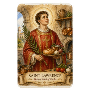Magnet Flexible Saint Laurent de Rome, Saint patron des cuisiniers