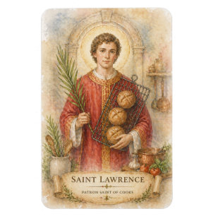 Magnet Flexible Saint Laurent Patron des Cuisiniers Catholiques