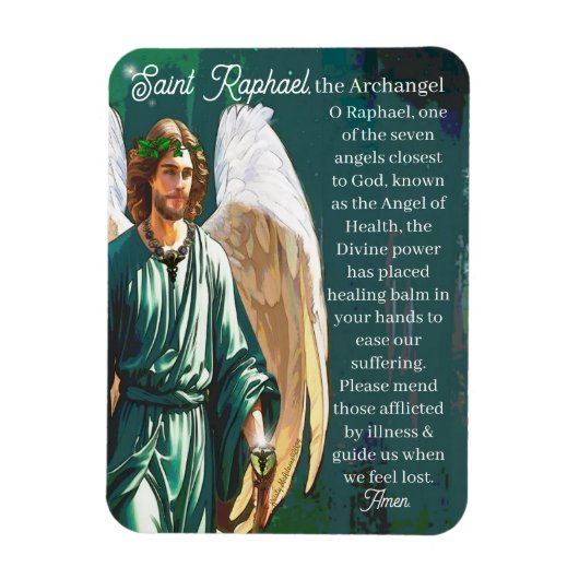 Magnet Flexible Saint Raphael Archangel Guérisseur Ange Prière d'a (Vertical)