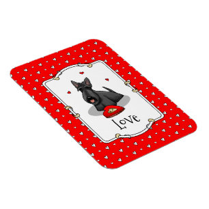Magnet Flexible Saint-Valentin (rouge) Chien écossais (noir) migno