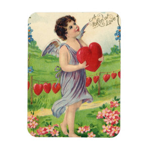 Magnet Flexible Saint-Valentin vintage, ange victorien avec cœur