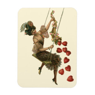 Magnet Flexible Saint-Valentin vintage, Dame victorienne sur une b