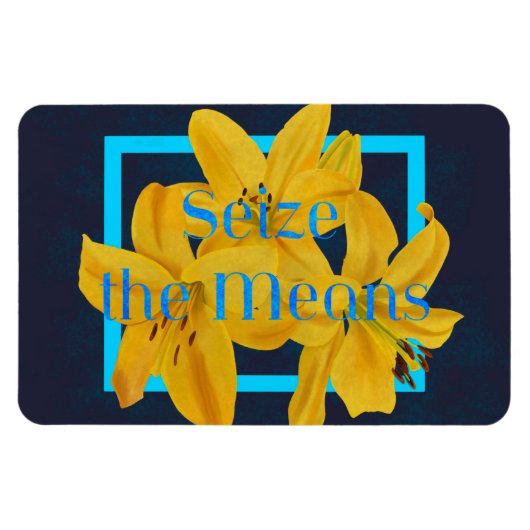 Magnet Flexible Saisir les moyens avec Lys bleu et jaune (Horizontal)