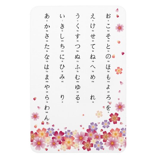 Magnet Flexible Sakura Blossoms Hiragana avec Romaji Japonais (Vertical)
