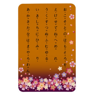 Magnet Flexible Sakura Blossoms Hiragana Japanese Characters Gold