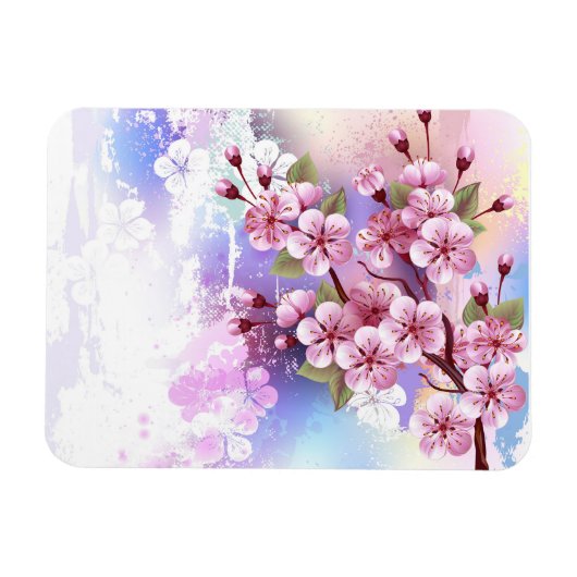 Magnet Flexible Sakura rose sur la peinture Arrière - plan (Horizontal)